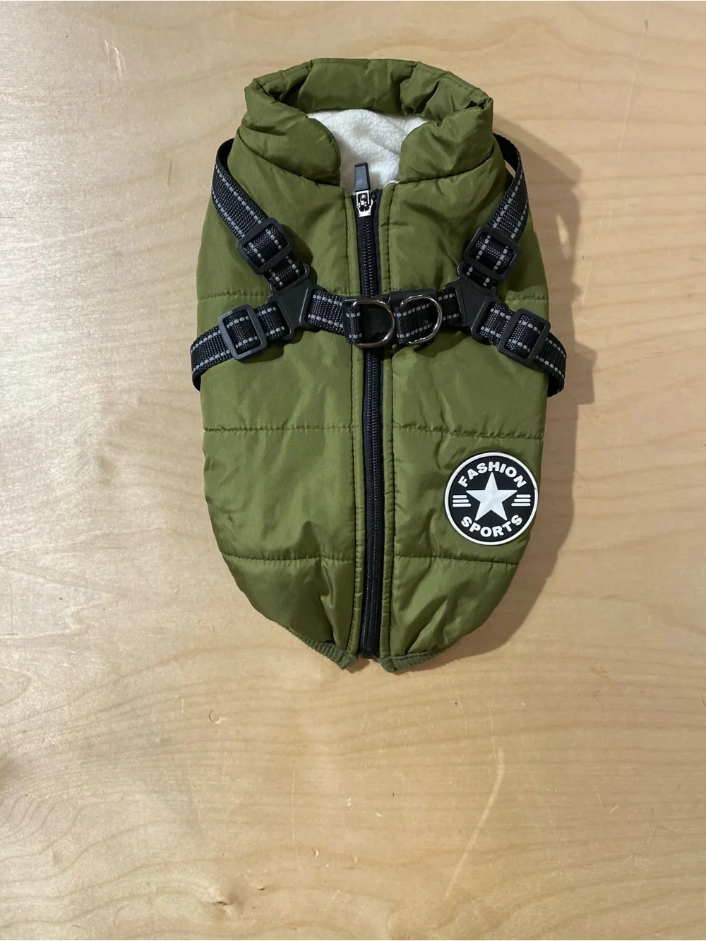 V.PET.B.R Olive Green Quilted Dog Harness Jacket Large (SU)